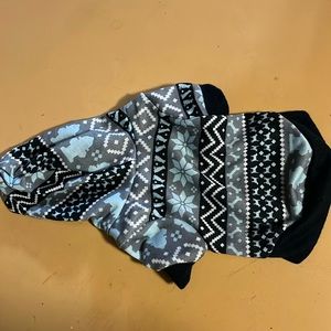 Winter Dog sweatshirt XS navy blue grey fairs isle snowflake hoodie puppy kitty